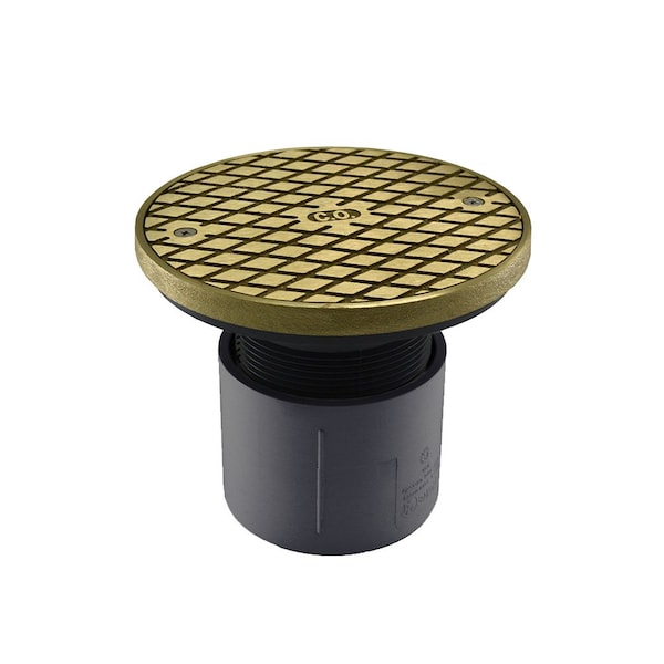 Jones Stephens 3in. PVC Over Pipe Fit Base Cleanout with 3in. Plastic Spud and 6in. Nickel Bronze Cover with Ring C60032 - main